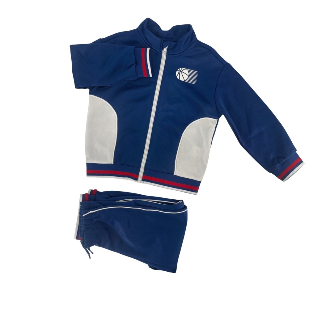 Blue Tracksuit Set Toddler Boys 3T Navy Basketball Zip Jacket Wonder Nation NEW